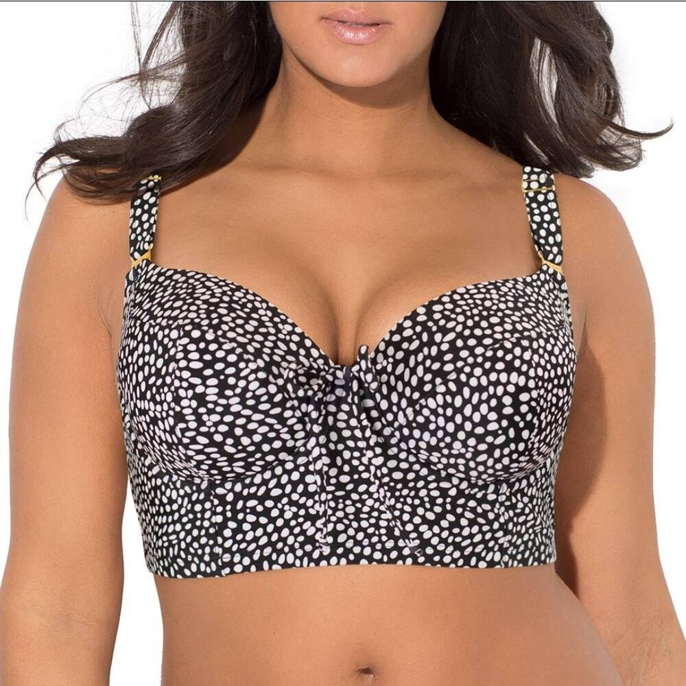 Women's Smart and Sexy Longline Underwire Bikini Swim Top 36D (Pearl Dot)